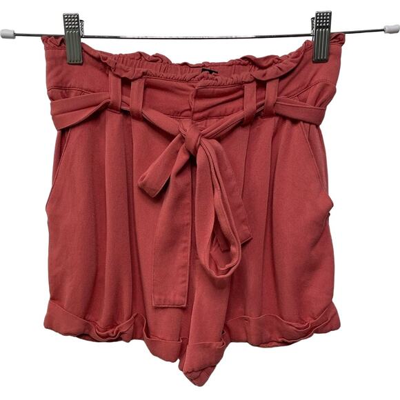 Forever 21 Paperbag Short Pull On Belted Tie Elastic Waist Pink Girly Women's S - Picture 1 of 8